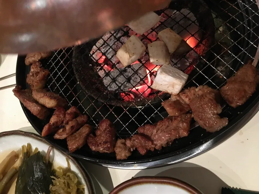 Golden-brown grilled yuzu-aged pork galbi