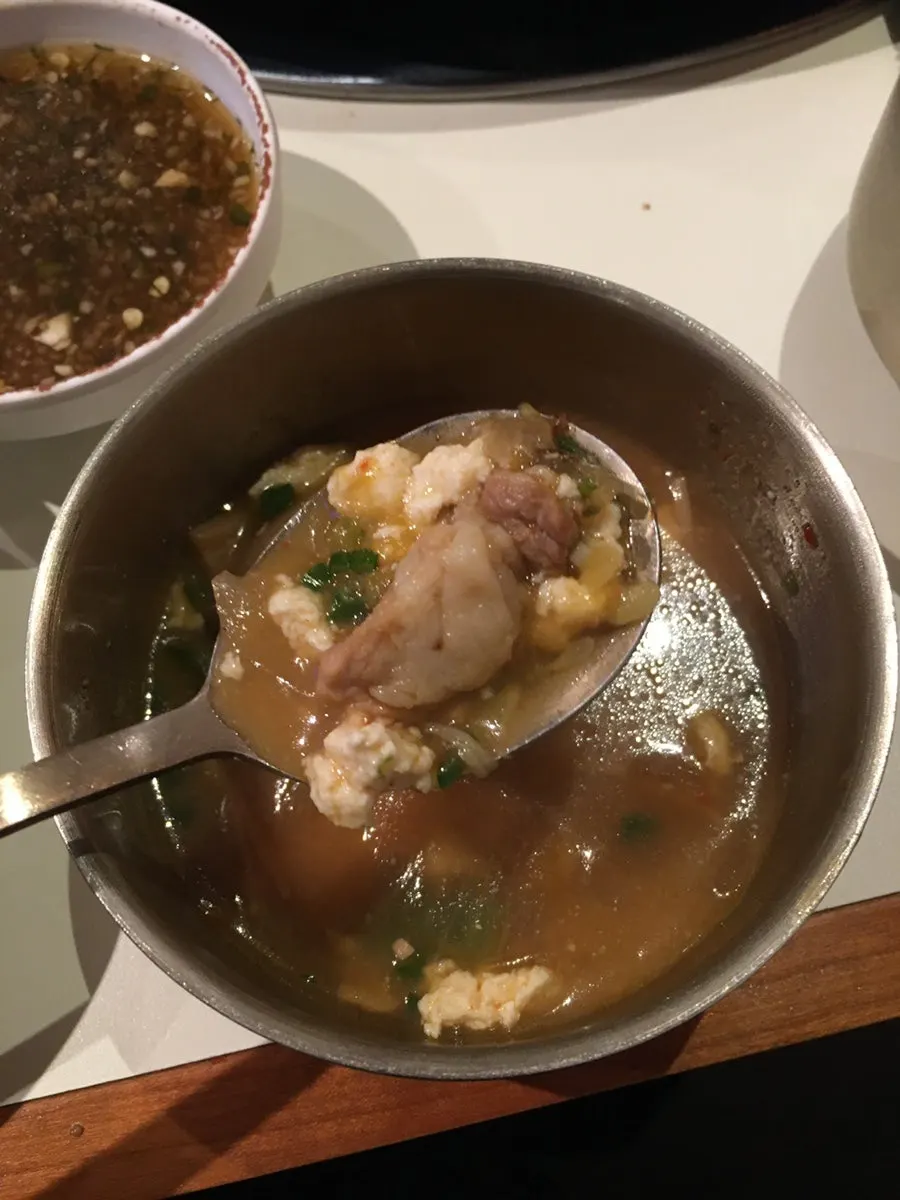 A spoonful of the house doenjang stew