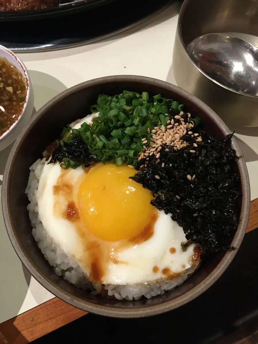 Okryeon Galbi's tarae soy sauce egg rice