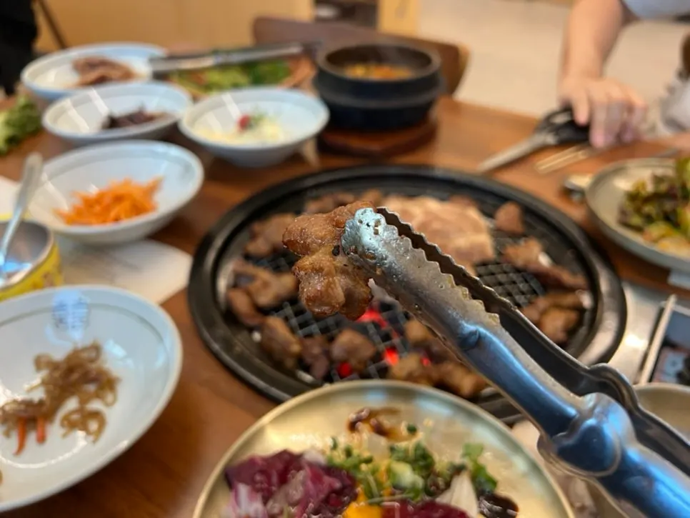 Marinated pork galbi cooked through without burning