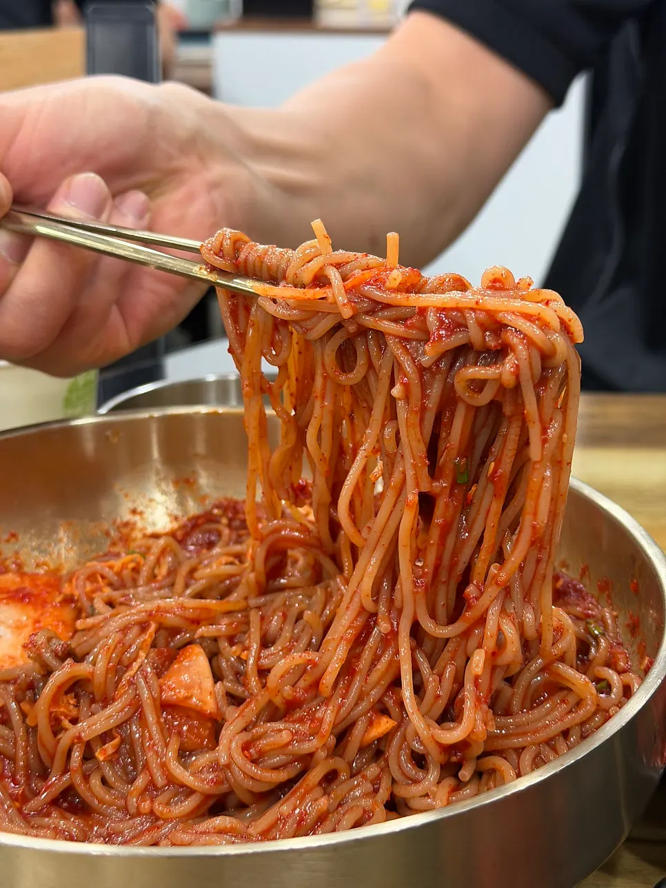 Bibim naengmyeon noodles soaked in sauce
