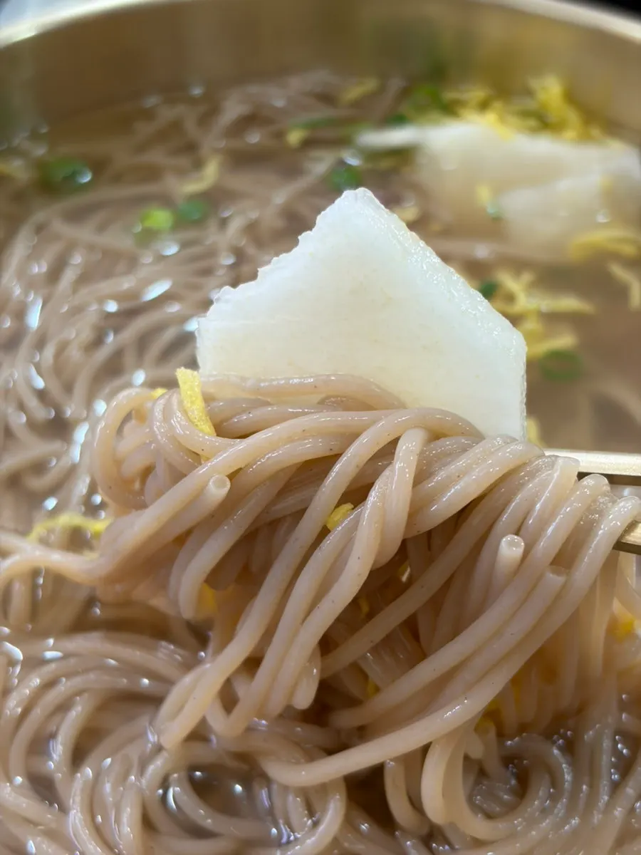 Photo of a Seoul Myeonok meal of cold noodles and suyuk