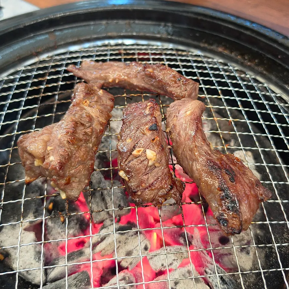 Beef galbisal grilling over the charcoal