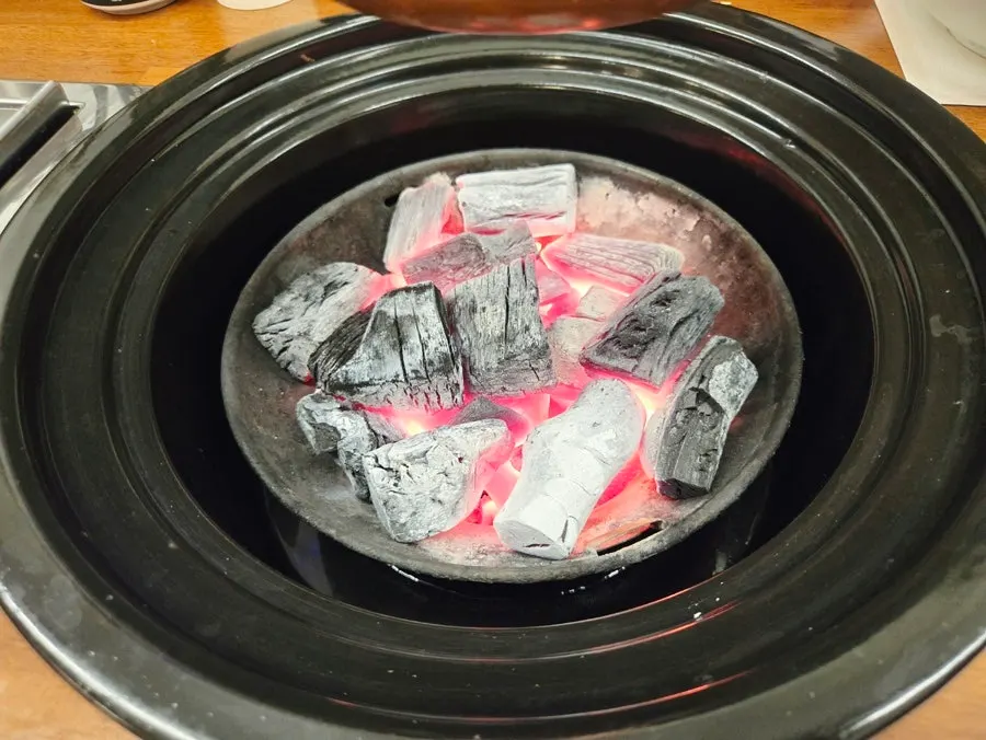 Charcoal brazier set up on the table