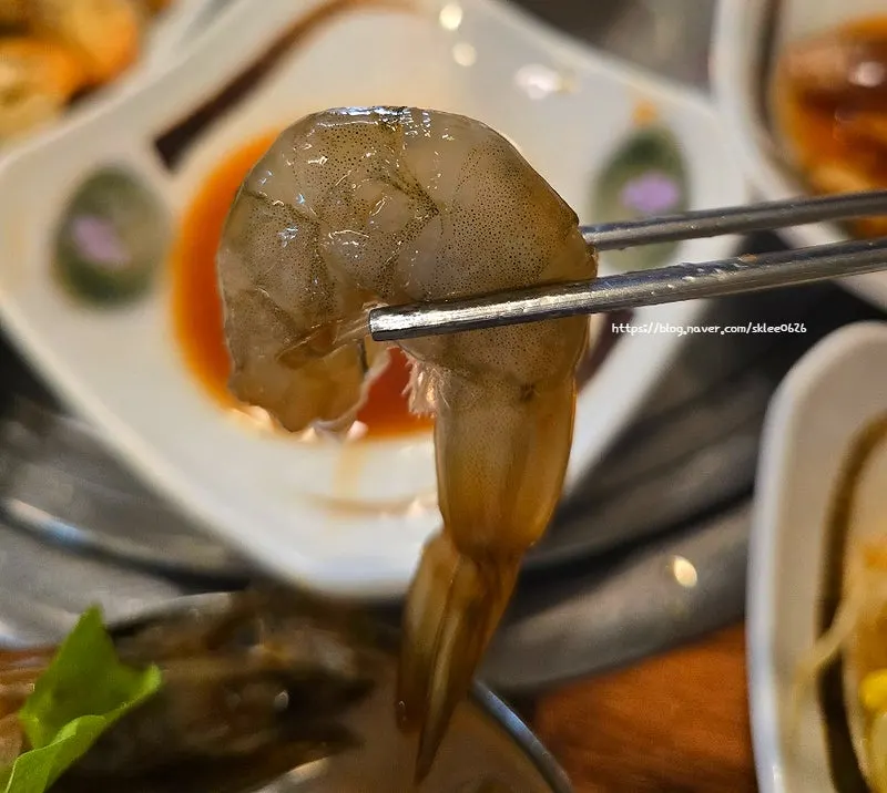 Close-up of the shrimp-jang dish