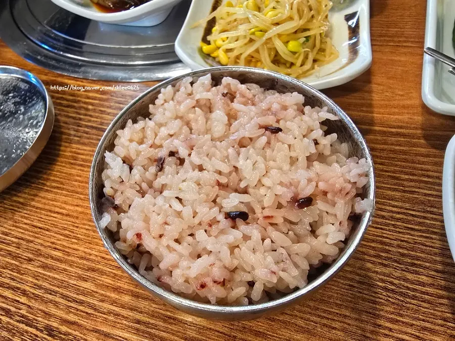 Separately ordered bowl of black rice