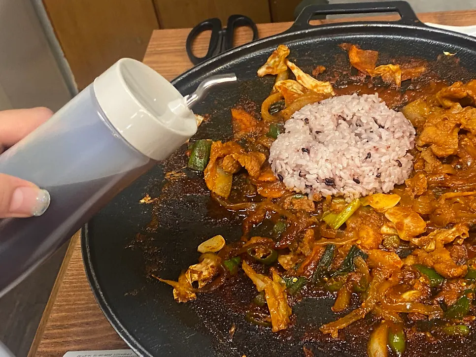 Plates of banchan served with the meat