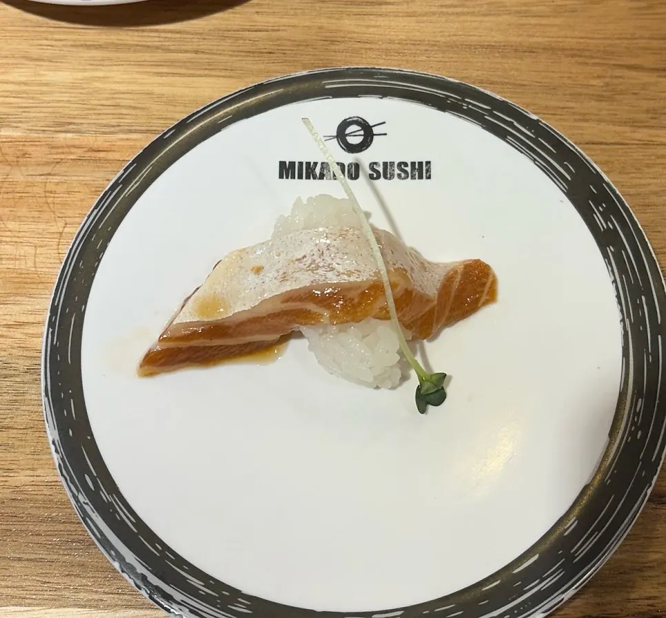 A plate of sushi eaten at Mikado Sushi Pyeongtaek Station Branch