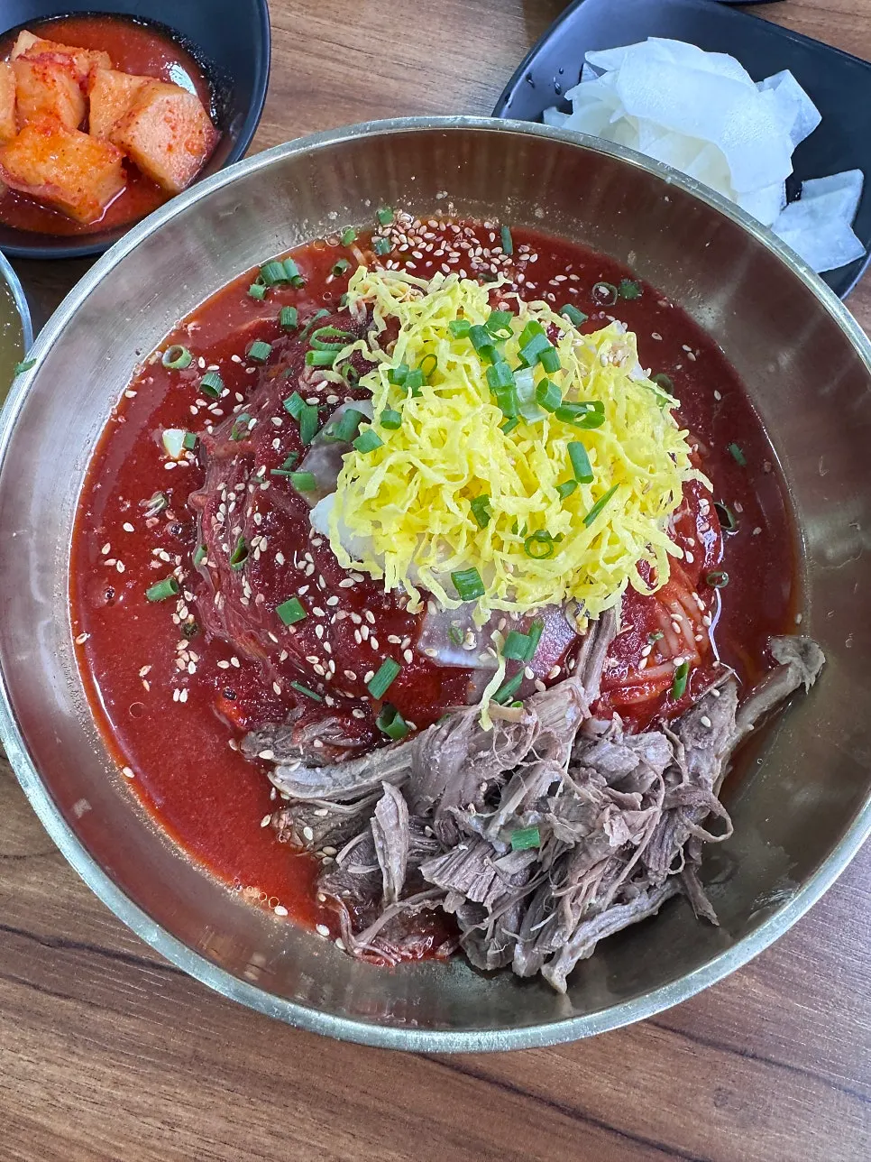 Table setting and side dishes at Seoul Myeonok