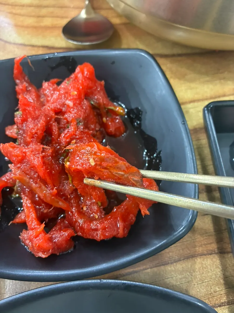 Plate of salty seasoned pollack sashimi