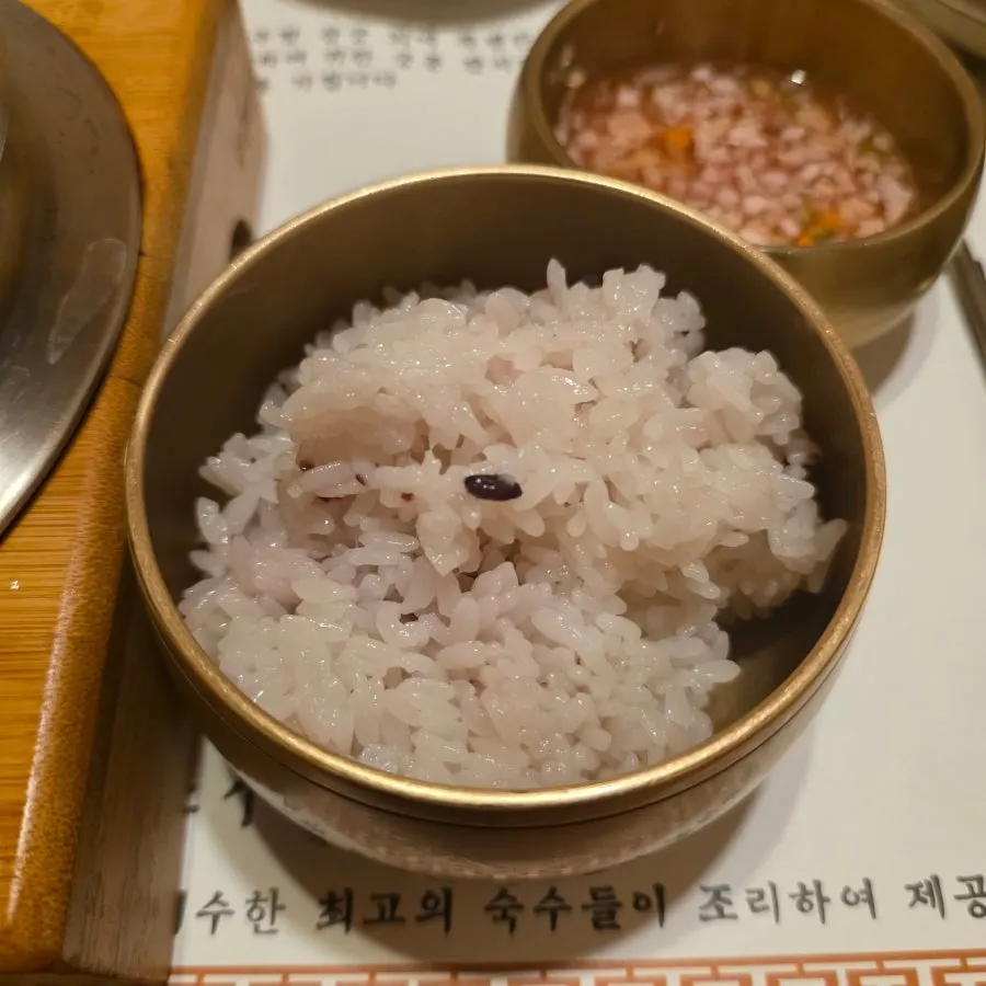 Pot rice and soybean paste soup on the table