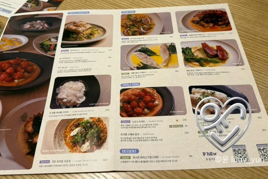Pyu Euljiro's fusion cuisine menu board