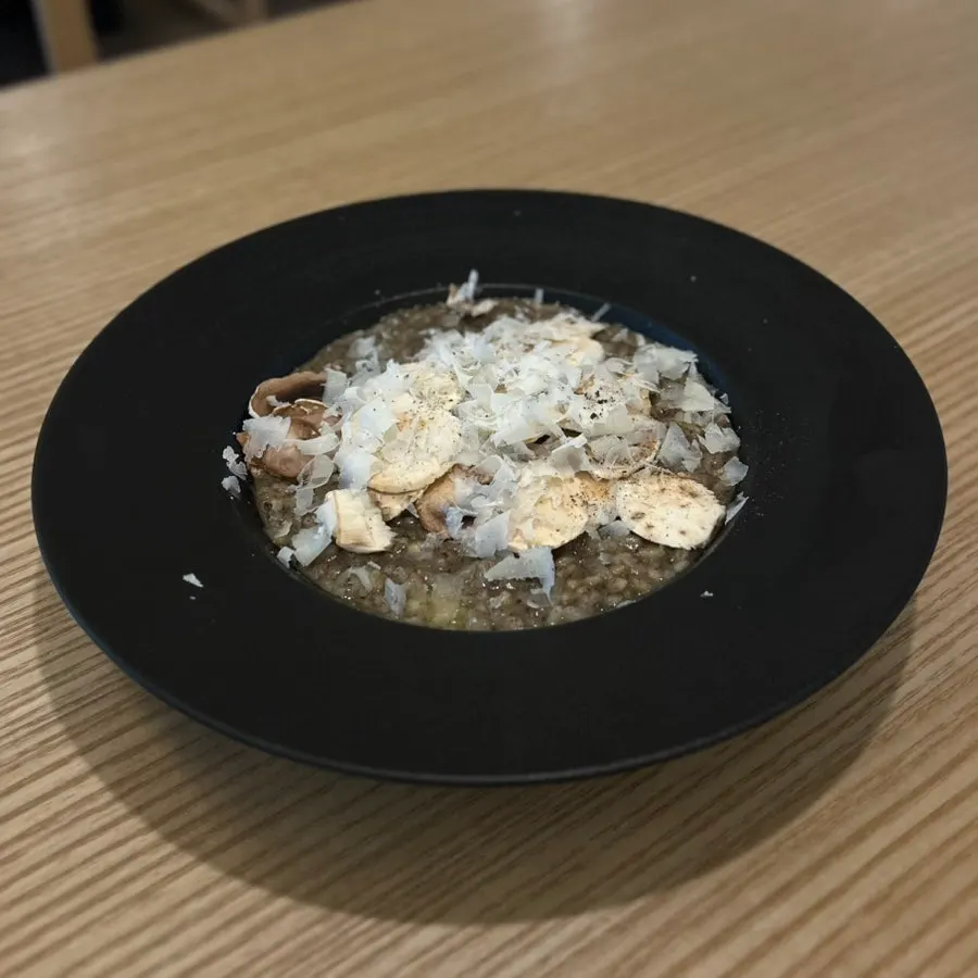 Close-up of truffle mushroom risotto