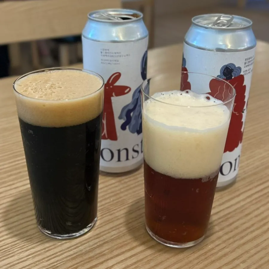 Two glasses of craft beer in different colors