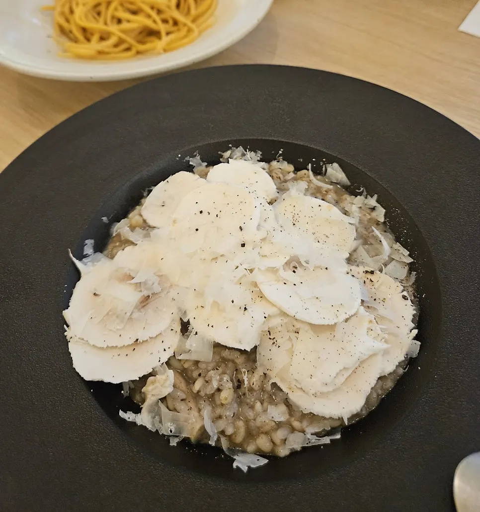 Close-up of the bisque pasta noodles and sauce