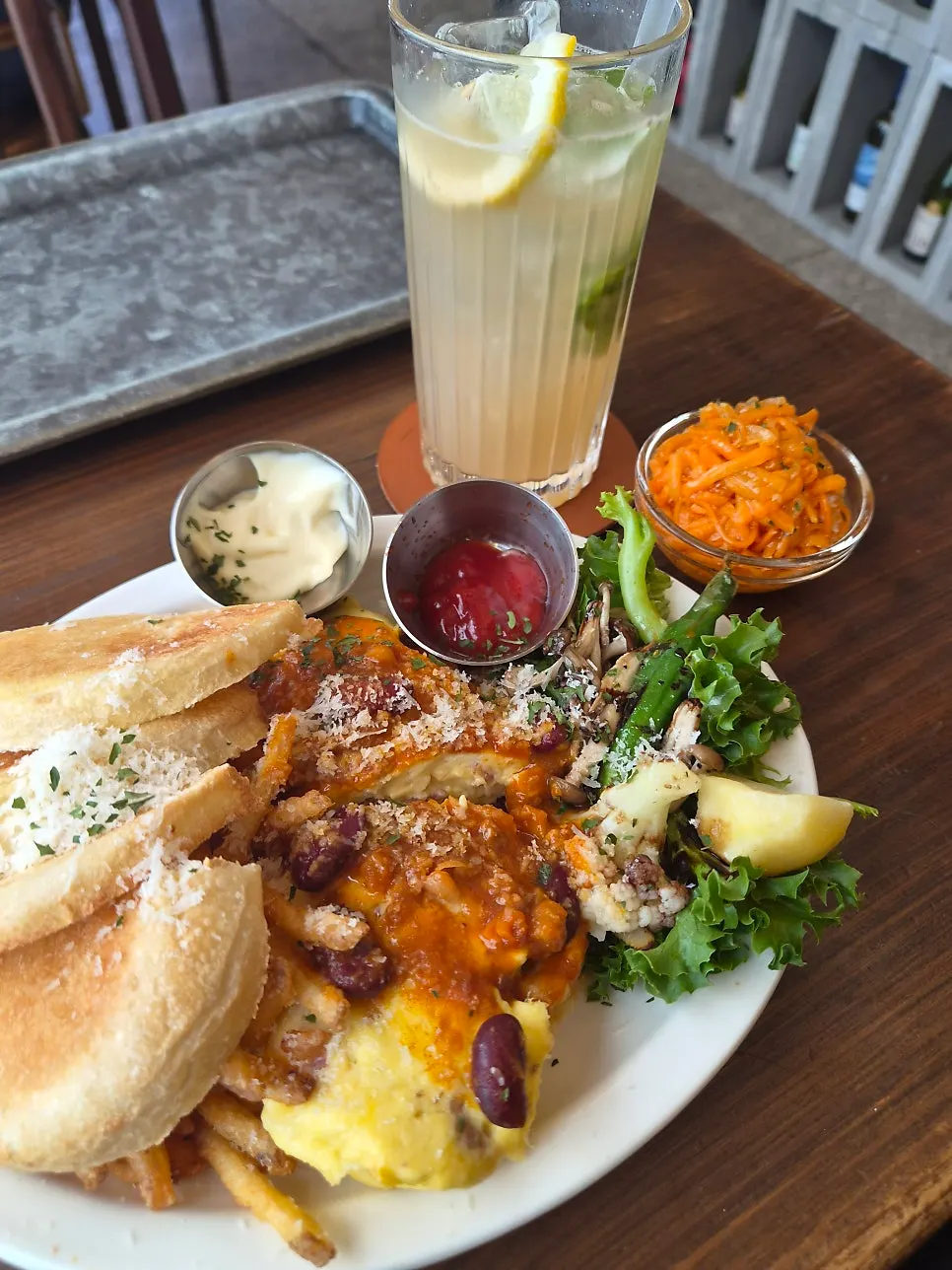 A plate with a piece of omelette scooped out