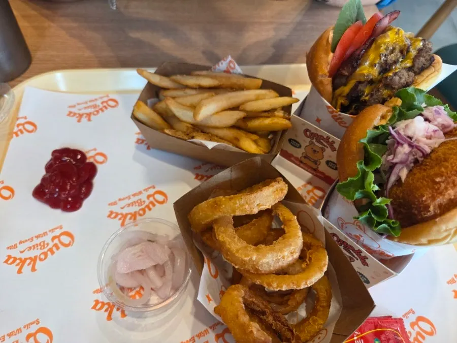 Burger and fries on the table