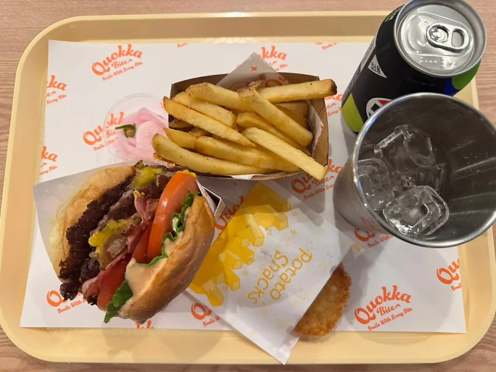 Grilled Quokka Double Set burger with side and drink