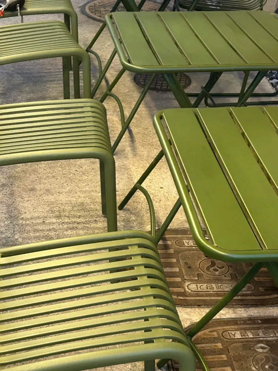 Outdoor seating good for sitting with a dog