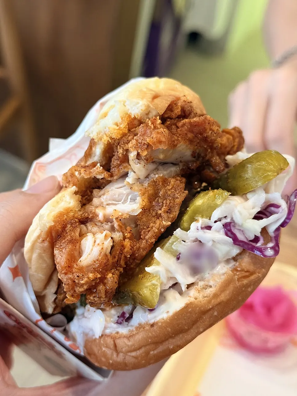 Nashville Quokka Hot Chicken with a thick patty