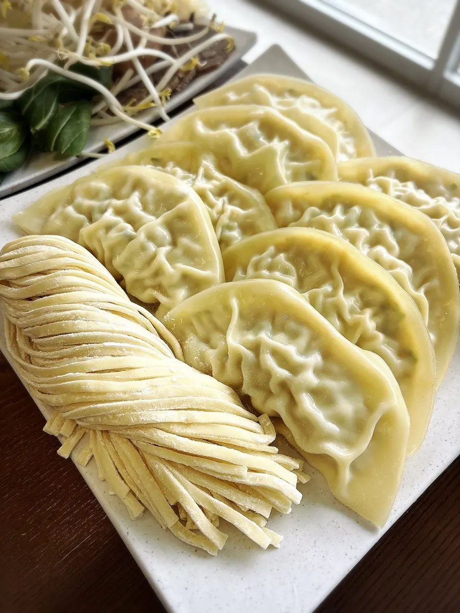 The Pyeongyang mandu hot pot for two, served at the table