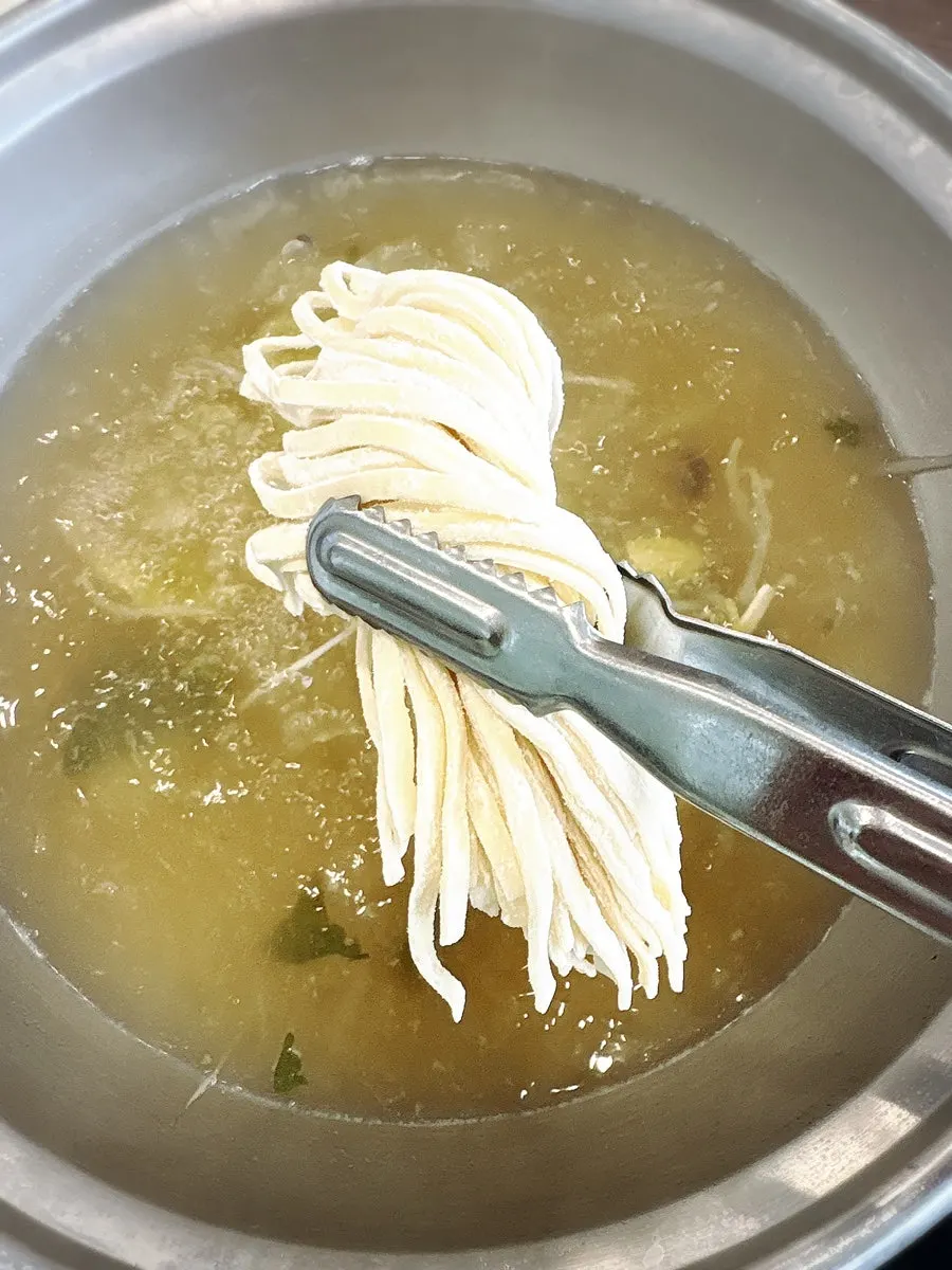 Knife noodles simmered in the remaining broth