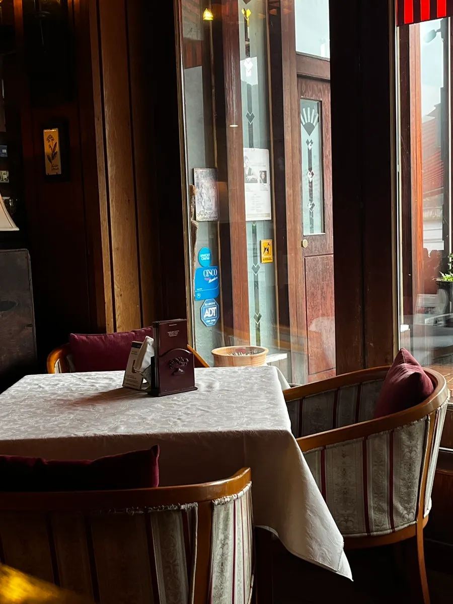 Café interior filled with antique furniture