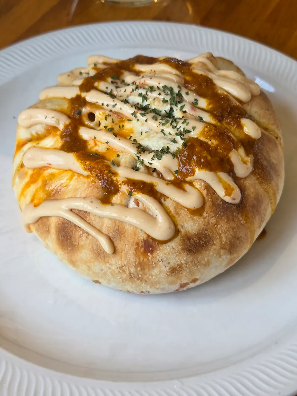 Nasi goreng served in the shape of a round bun