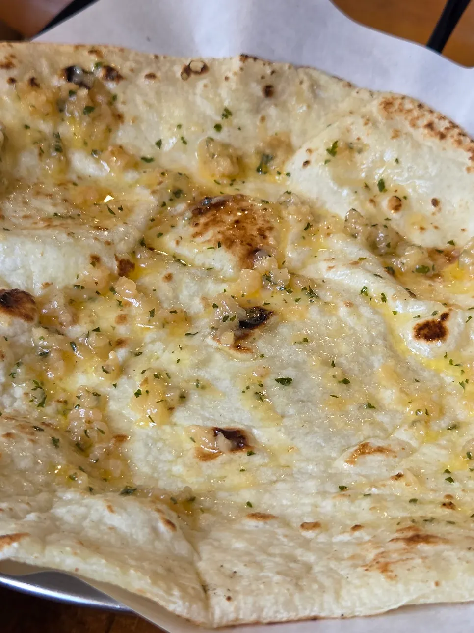 Crispy-baked garlic naan