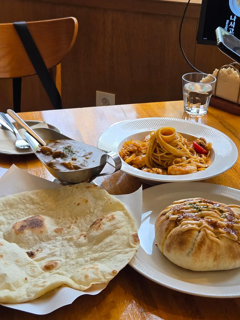 Table with all three dishes laid out together