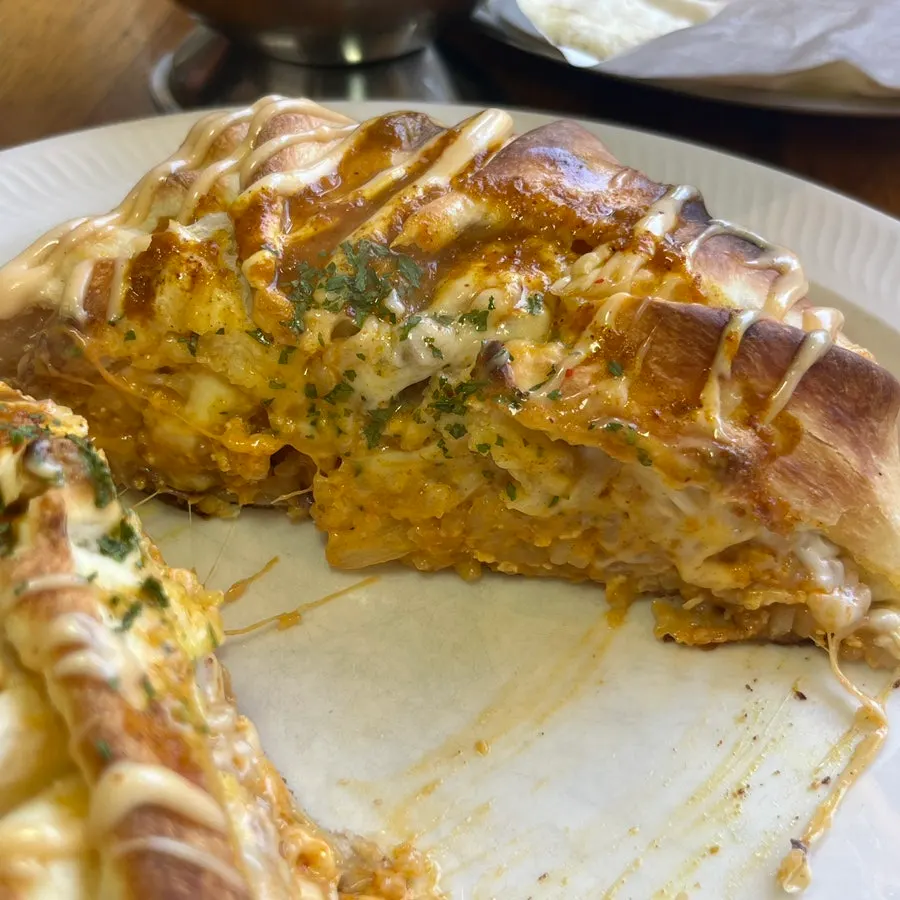 Cross-section of the nasi goreng cut in half
