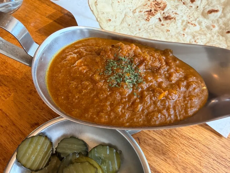 Chicken curry served on the table