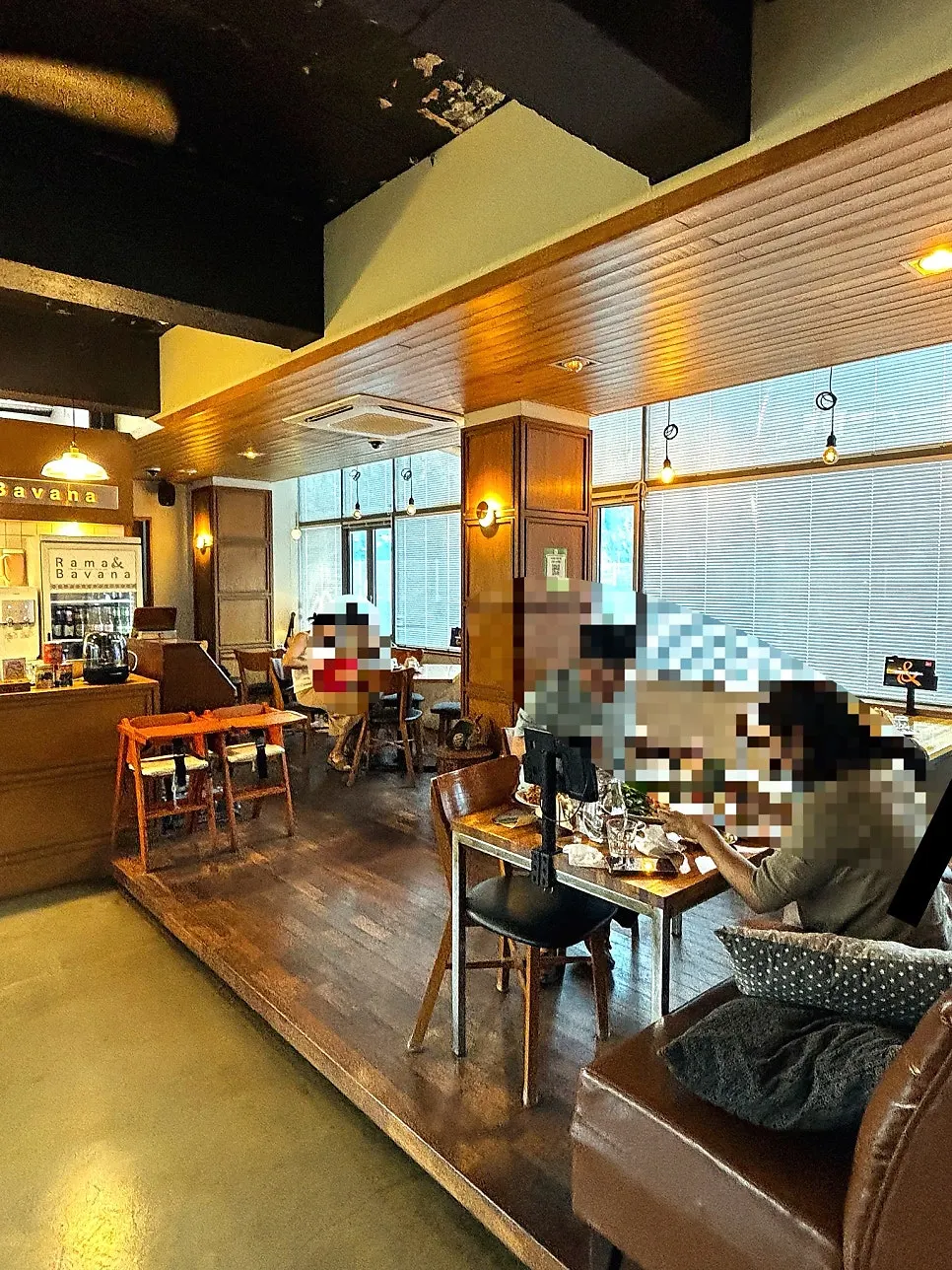Wood-toned interior of Rama & Bavana