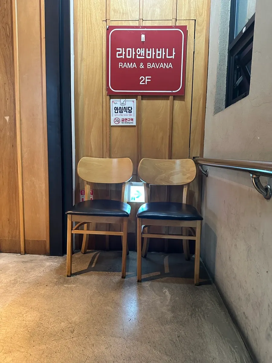 Waiting chairs in front of the store entrance