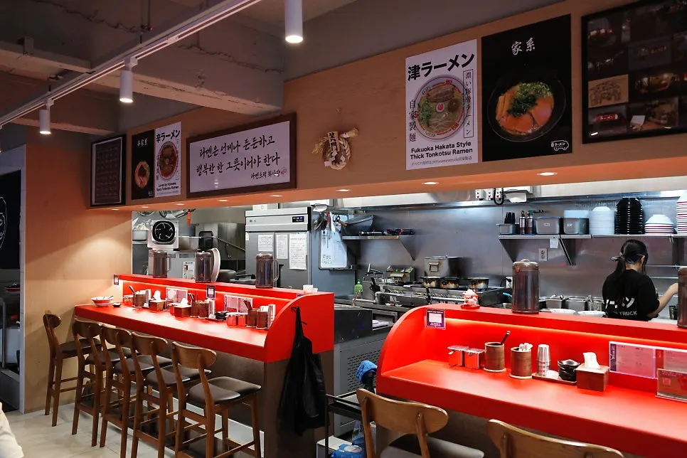 Interior of Ramen Truck Konkuk University Branch, resembling a Japanese ramen shop