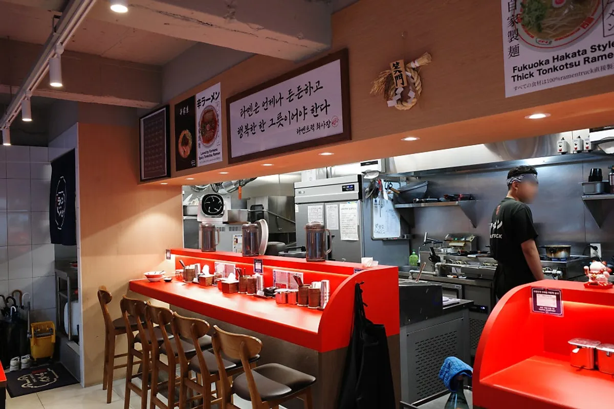 Interior seating and decor at Ramen Truck Konkuk University Branch