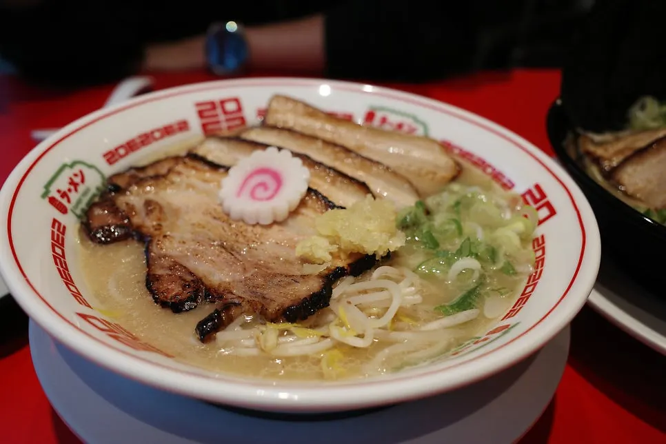 Rich tonkotsu broth of the kyokai tonkotsu ramen