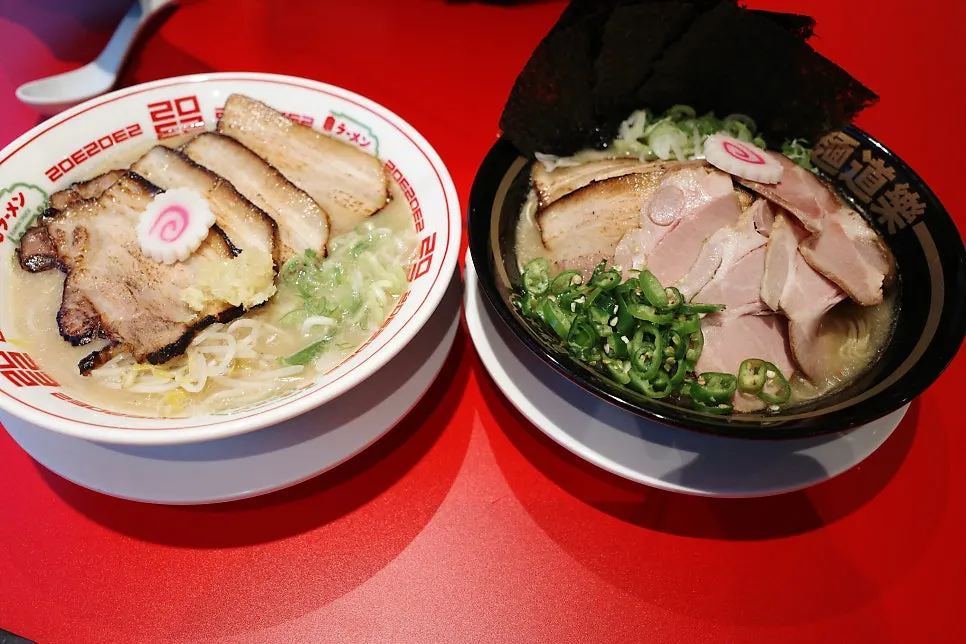 Close-up of ramen topped with chashu and garnish