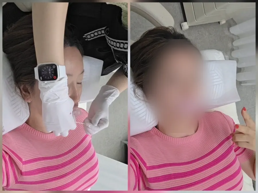 Preparation while cream is applied to the lips