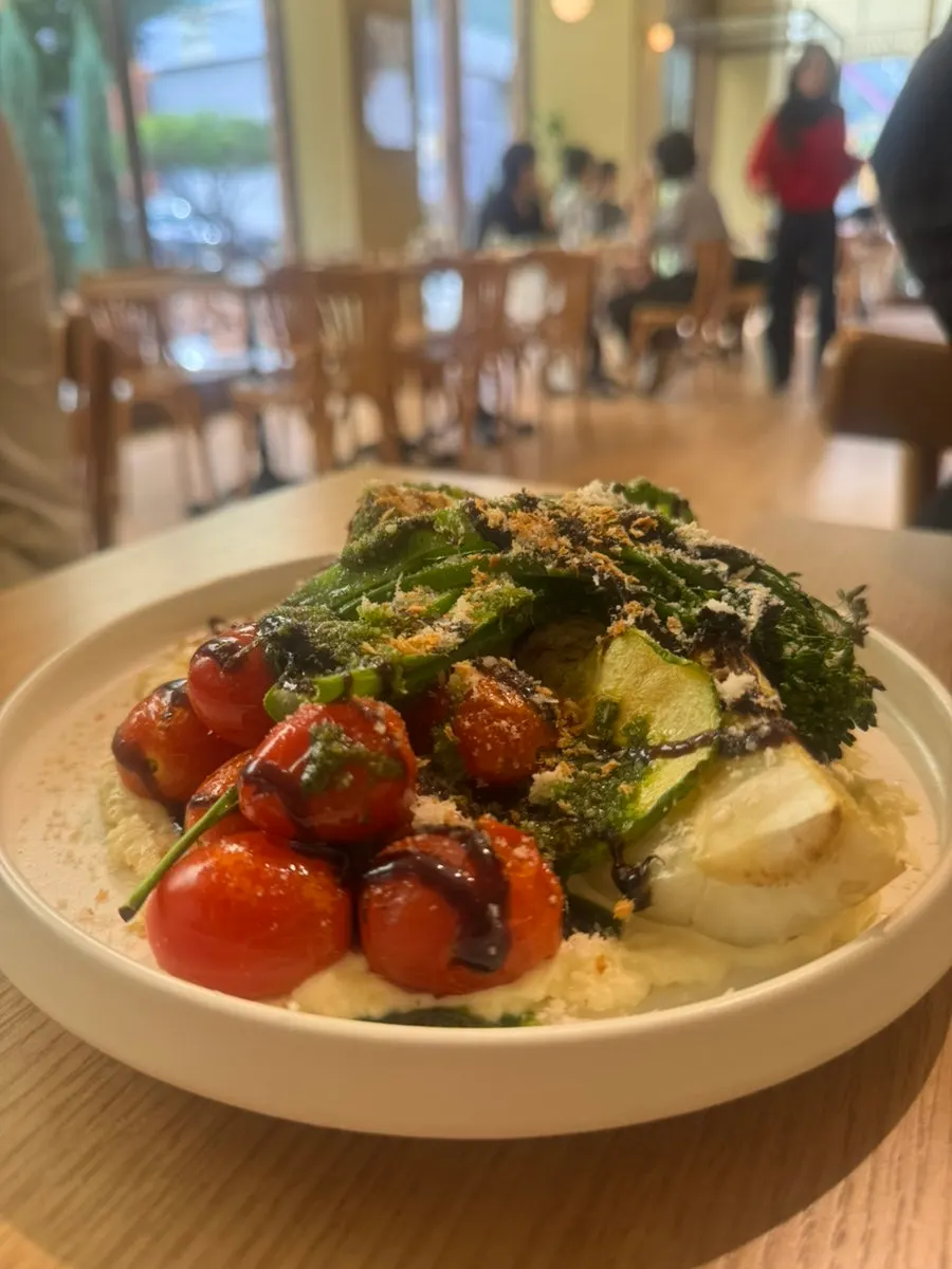 Close-up of the roasted vegetable ricotta salad