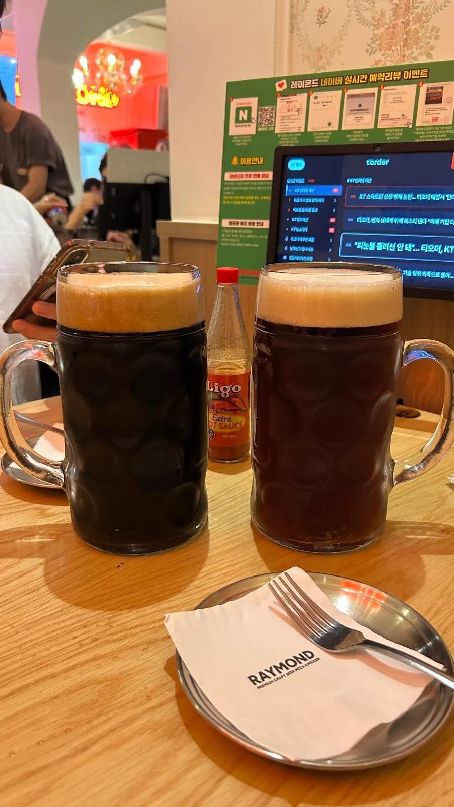 Two 1000ml mugs of Peanut Butter Porter Ale and Vienna Lager