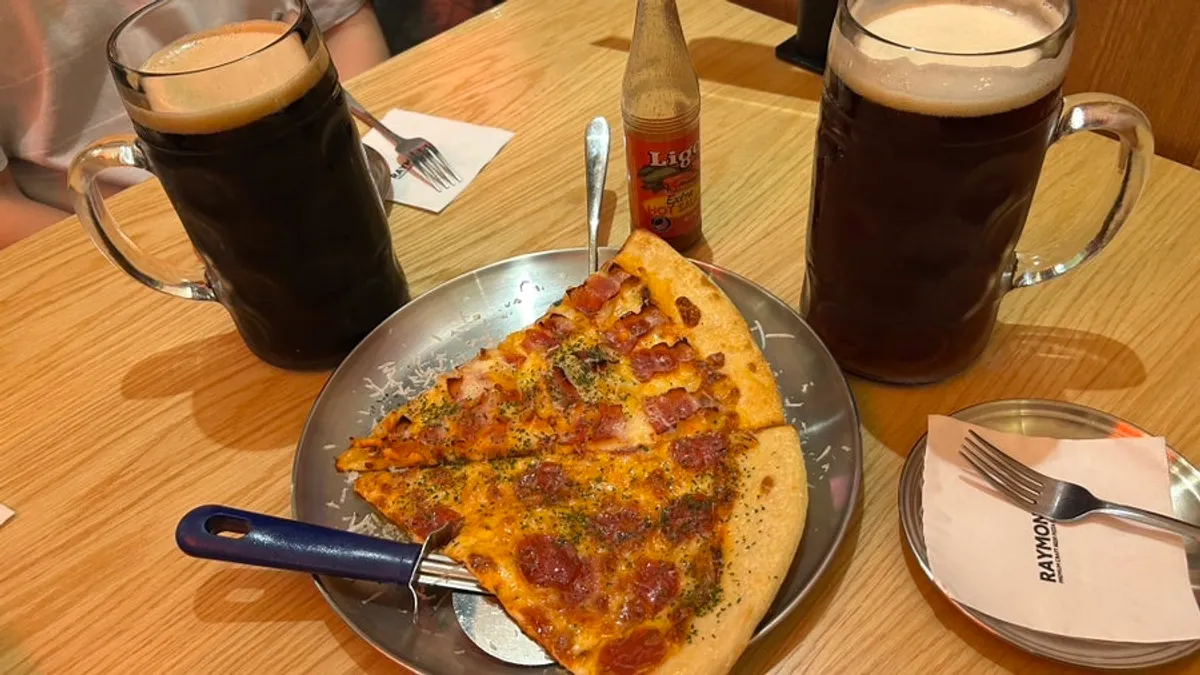 Big Pepperoni and Bacon Hawaiian pizza slices