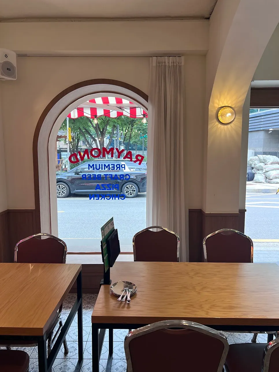 Interior with an American-style slice pizza pub feel