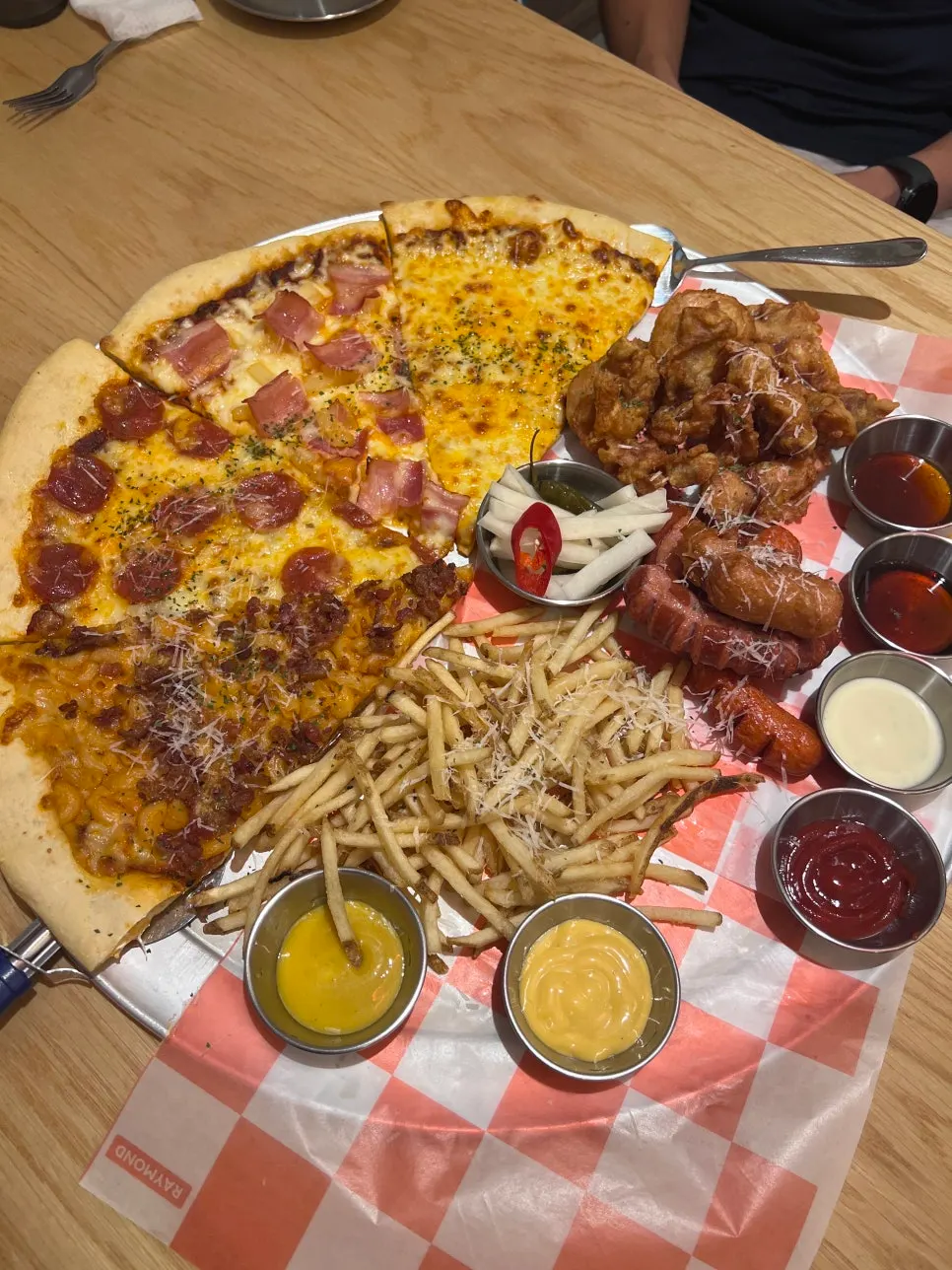 Six dipping sauces served with the set