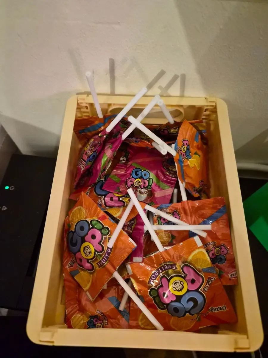 Lollipops for guests set out at the counter