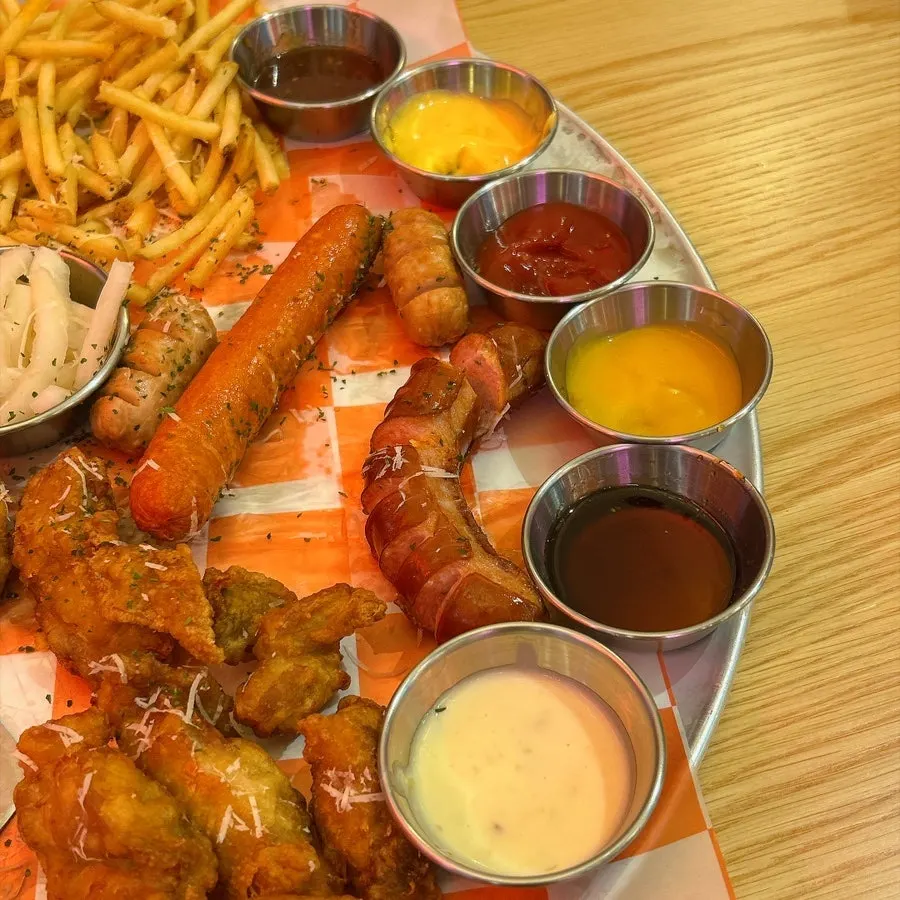 Assorted sauces served with the sides