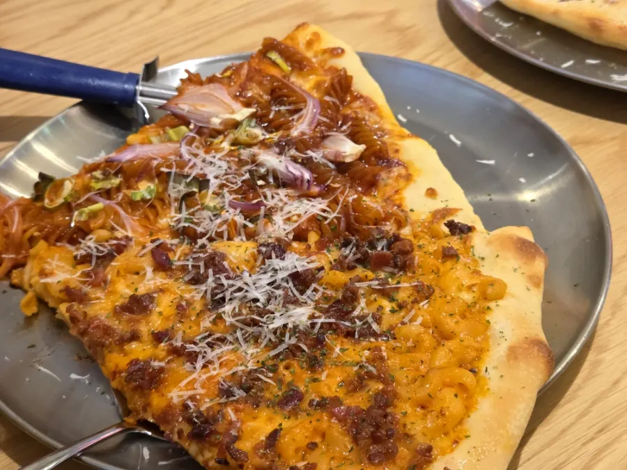 Three ordered slice pizza flavors