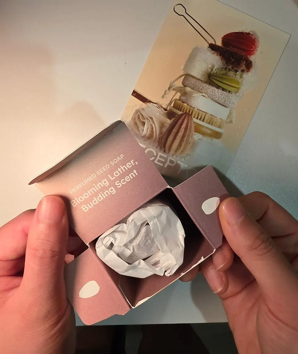 Opening the Ecru seed soap box