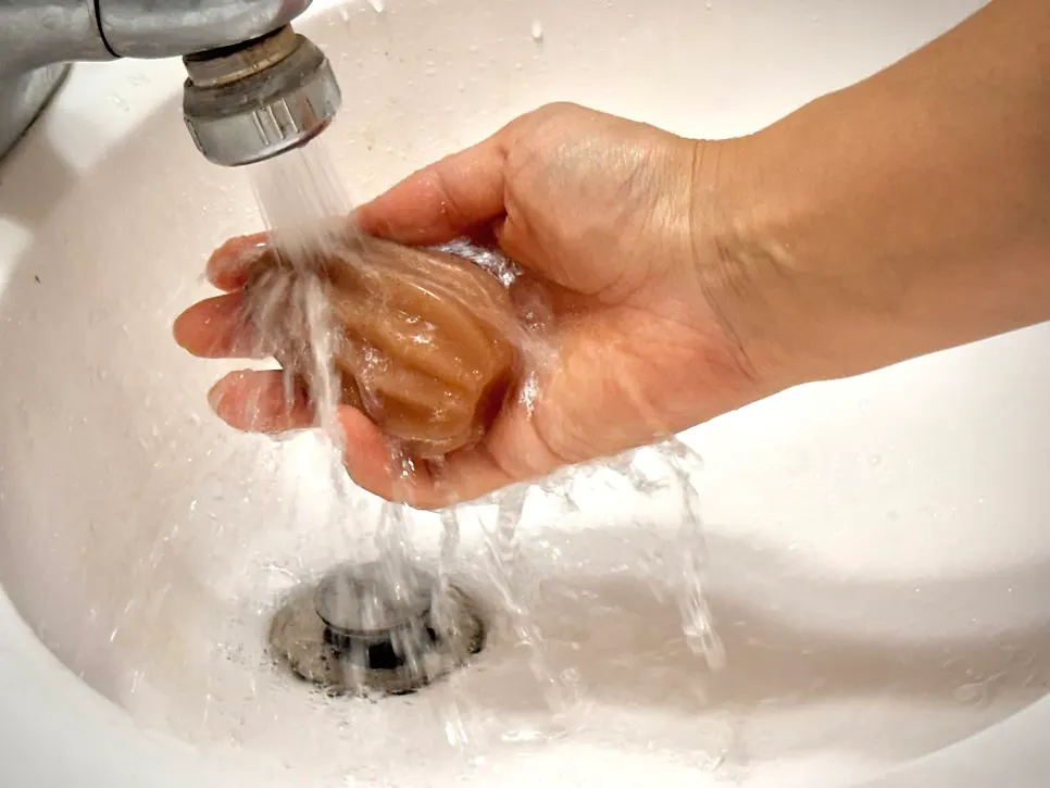 Washing with the seed-oil-infused soap