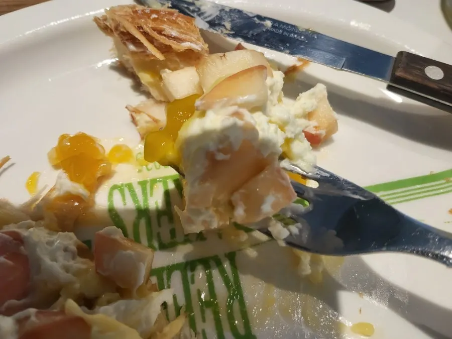 Bakery dessert topped with fresh fruit